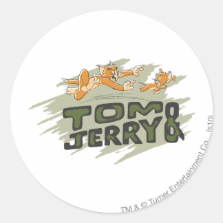 Tom en Jerry Chase Logo Ronde Sticker