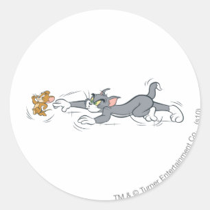 Tom en Jerry Chase Ronde Sticker