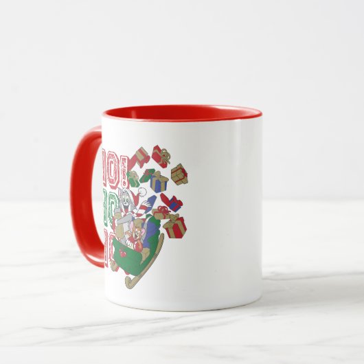 Tom en Jerry die cadeautjes in een slee leveren Mok (Voorkant links)