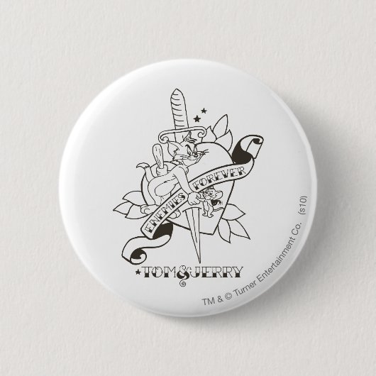 Tom en Jerry Enemies Forever 1 Ronde Button 5,7 Cm (Voorkant)