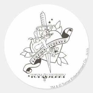 Tom en Jerry Enemies Forever 1 Ronde Sticker