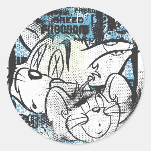 Tom en Jerry Grimey Ronde Sticker (Voorkant)