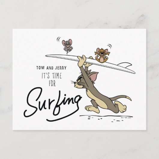 Tom en Jerry "Het is tijd om te surfen" Briefkaart (Voorkant)