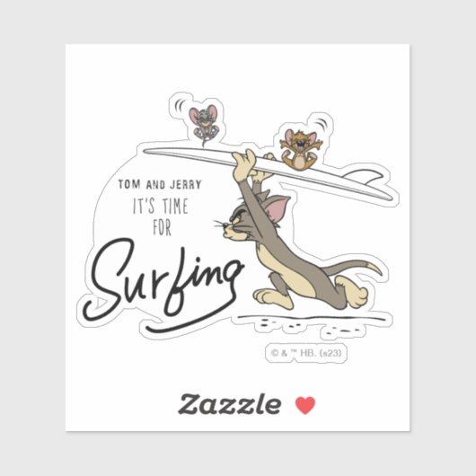 Tom en Jerry "Het is tijd om te surfen" Sticker (Vel)