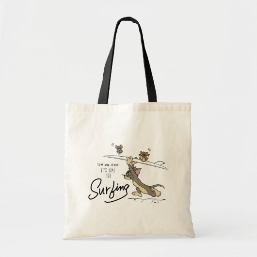 Tom en Jerry "Het is tijd om te surfen" Tote Bag (Voorkant)