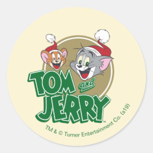 Tom en Jerry Holiday Logo Ronde Sticker
