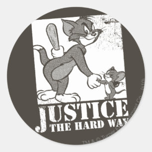 Tom en Jerry Justice de harde weg Ronde Sticker