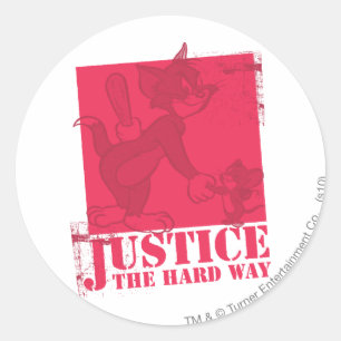 Tom en Jerry Justice The Hard Way Ronde Sticker