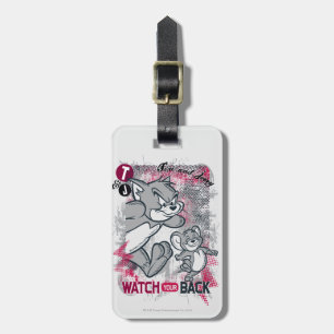 Tom en Jerry kijken naar je rug Bagagelabel