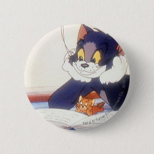 Tom en Jerry lezen een boek Ronde Button 5,7 Cm