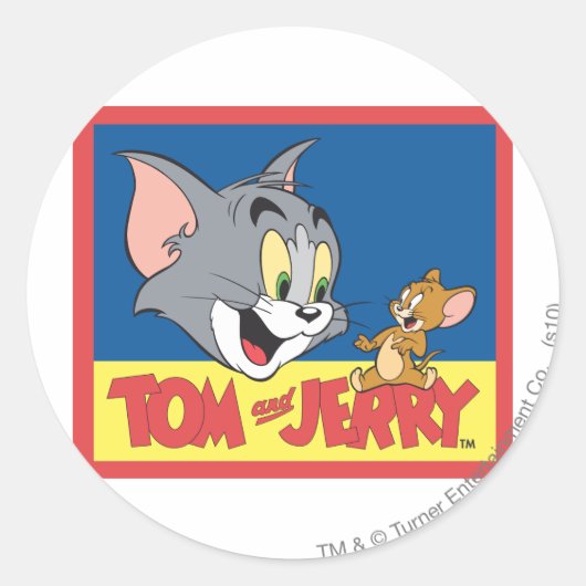 Tom en Jerry Logo Flat Ronde Sticker (Voorkant)