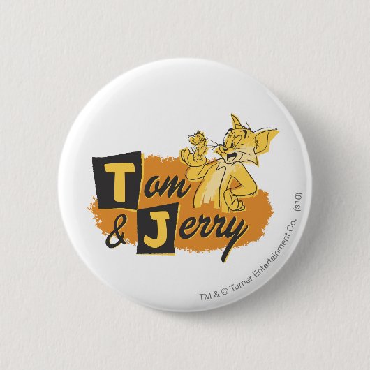 Tom en Jerry Mouse in Paw Logo Ronde Button 5,7 Cm (Voorkant)