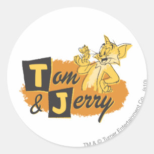 Tom en Jerry Mouse in Paw Logo Ronde Sticker