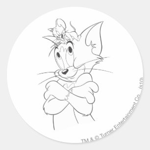 Tom en Jerry On Head Ronde Sticker