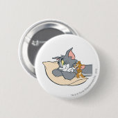 Tom en Jerry On Pillow Ronde Button 5,7 Cm (Voorkant /achterkant)