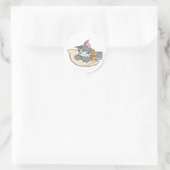 Tom en Jerry On Pillow Ronde Sticker (Tas)