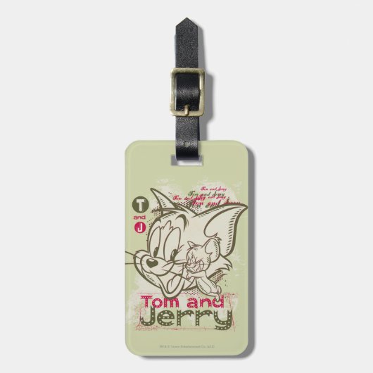 Tom en Jerry Pink en Green Bagagelabel (Voorkant verticaal)