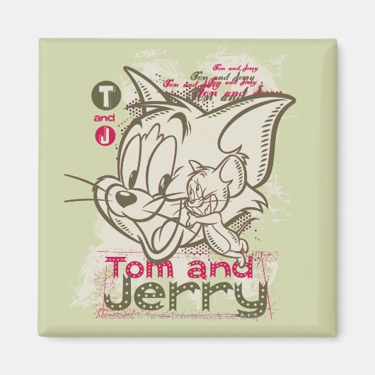 Tom en Jerry Pink en Green Magneet (Voorkant)