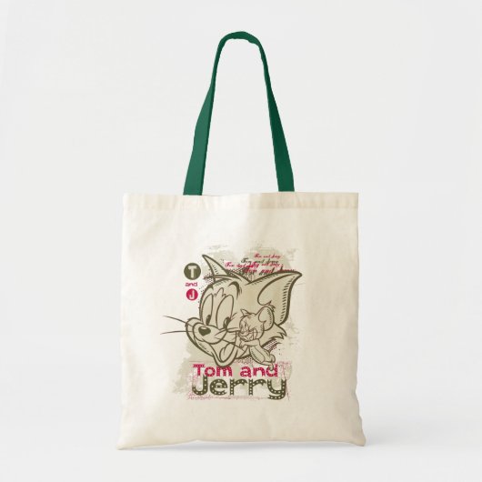 Tom en Jerry Pink en Green Tote Bag (Voorkant)