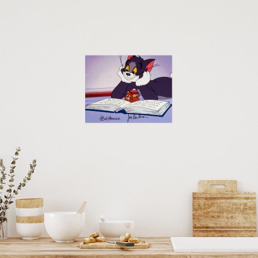Tom en Jerry Reading Book Automatisch graded Poster (Keuken)