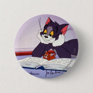 Tom en Jerry Reading Book Automatisch graded Ronde Button 5,7 Cm