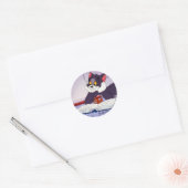 Tom en Jerry Reading Book Automatisch graded Ronde Sticker (Envelop)