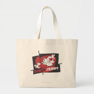 Tom en Jerry Red en Black Grote Tote Bag