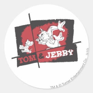 Tom en Jerry Red en Black Ronde Sticker