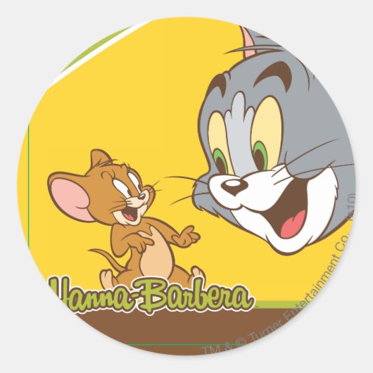 Tom en Jerry Ronde Sticker (Voorkant)