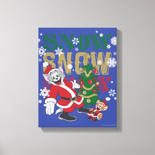 Tom en Jerry Santas door de boom Canvas Afdruk (Voorkant)