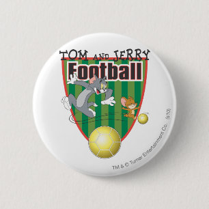 Tom en Jerry Soccer (Football) 6 Ronde Button 5,7 Cm