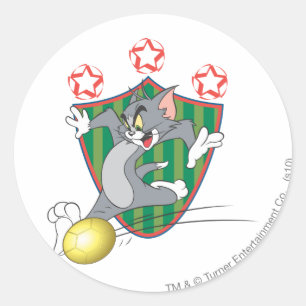 Tom en Jerry Soccer (Football) 9 Ronde Sticker