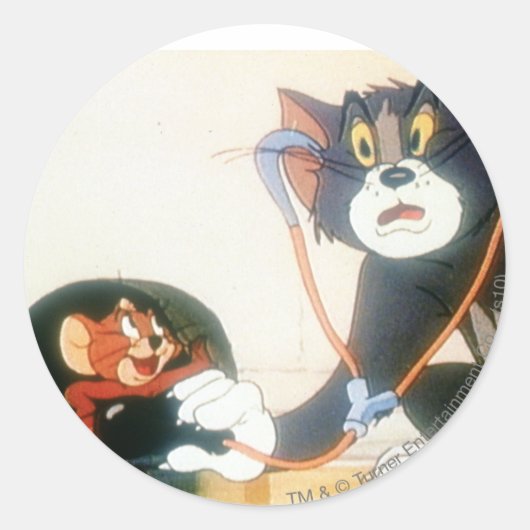 Tom en Jerry Stethescope Ronde Sticker (Voorkant)