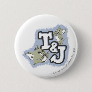 Tom en Jerry T&J Logo Ronde Button 5,7 Cm