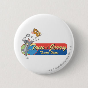 Tom en Jerry Tennis Stars 6 Ronde Button 5,7 Cm