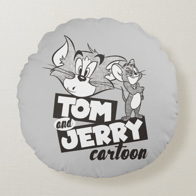 Tom en Jerry | Tom en Jerry Cartoon Rond Kussen (Voorkant)