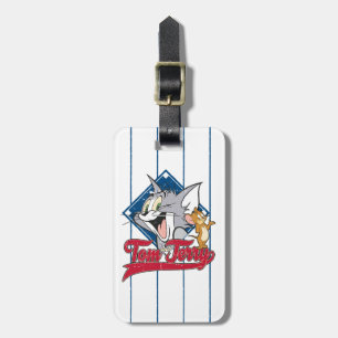 Tom en Jerry   Tom en Jerry op Baseball Diamond Bagagelabel