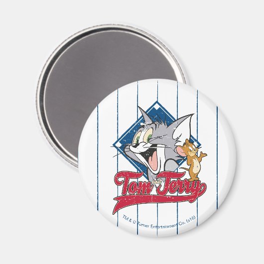 Tom en Jerry | Tom en Jerry op Baseball Diamond Magneet (Voorkant / Achterkant)