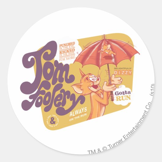 Tom en Jerry Tom Foolery Ronde Sticker (Voorkant)