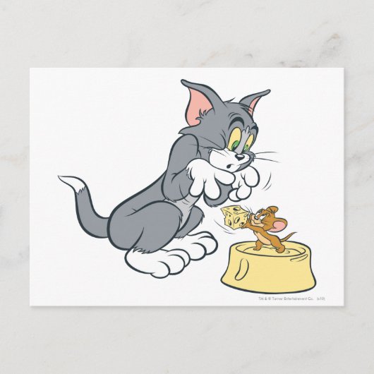 Tom en Jerry voeren de kat Briefkaart (Voorkant)