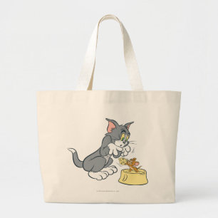 Tom en Jerry voeren de kat Grote Tote Bag