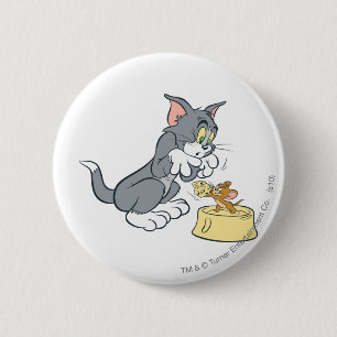 Tom en Jerry voeren de kat Ronde Button 5,7 Cm