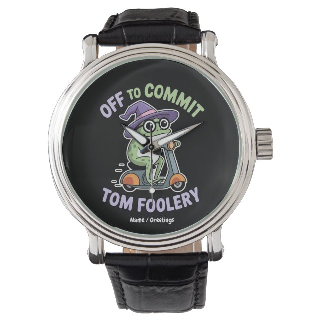 Tom Foolery Frog Grappige meme Horloge (Voorkant)