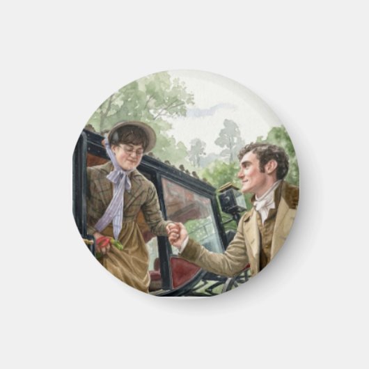 Tom helpt Mary uit een koets Magneet (Voorkant)