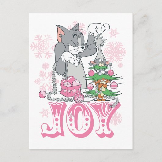 Tom, Jerry en Nibbles die Joy decorteren Feestdagenkaart (Voorkant)