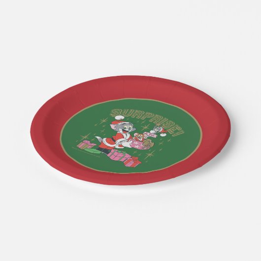 Tom, Jerry en Nibbles Holiday Surprise Papieren Bordje (Gekanteld)