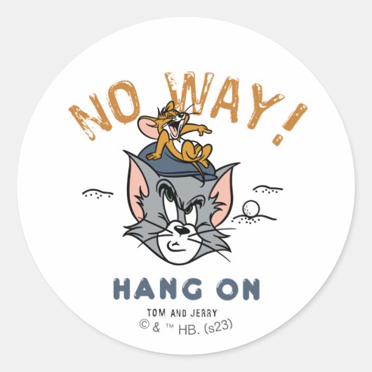 Tom & Jerry Golfing "No Way" Ronde Sticker (Voorkant)