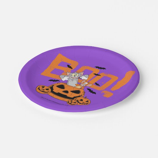 Tom & Jerry | Happy Halloween Boo Papieren Bordje (Gekanteld)