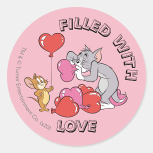 Tom & Jerry Inflate Valentijn Heart Balloons Ronde Sticker
