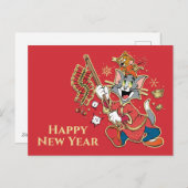 Tom & Jerry Lighting Fireckers Feestdagenkaart (Voorkant / Achterkant)